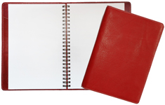 red leather Classic journal with wirebound blank insert