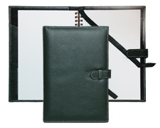 inside and outside view of Forever journal with green leather cover