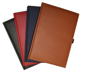 black, navy, red and terra cotta pebble-grain ultrahyde journals