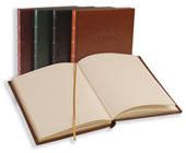 bonded leather journals with hubbed spines and page ribbons
