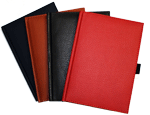 red, black, terra cotta and navy pebble-grain ultrahyde journal notebooks