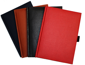 black, brown, navy and red pebble-grain ultrahyde journals
