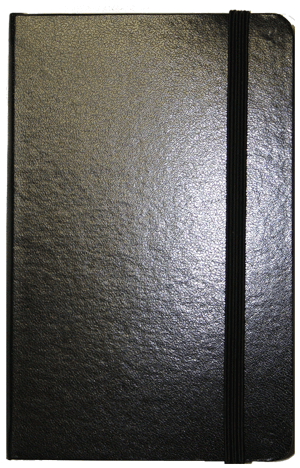 black ultrahyde pocket journal with elastic closure